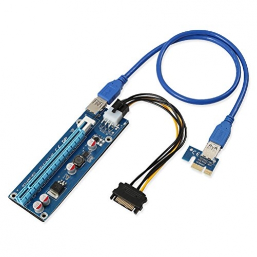 aaa products PCI-E Express 1 X auf 16 X Extender Riser Karte + SATA 6pin Power Kabel + 60 cm USB 3.0 Verlängerungskabel – Versand aus Großbritannien – AAA Products® 1 Pcs
