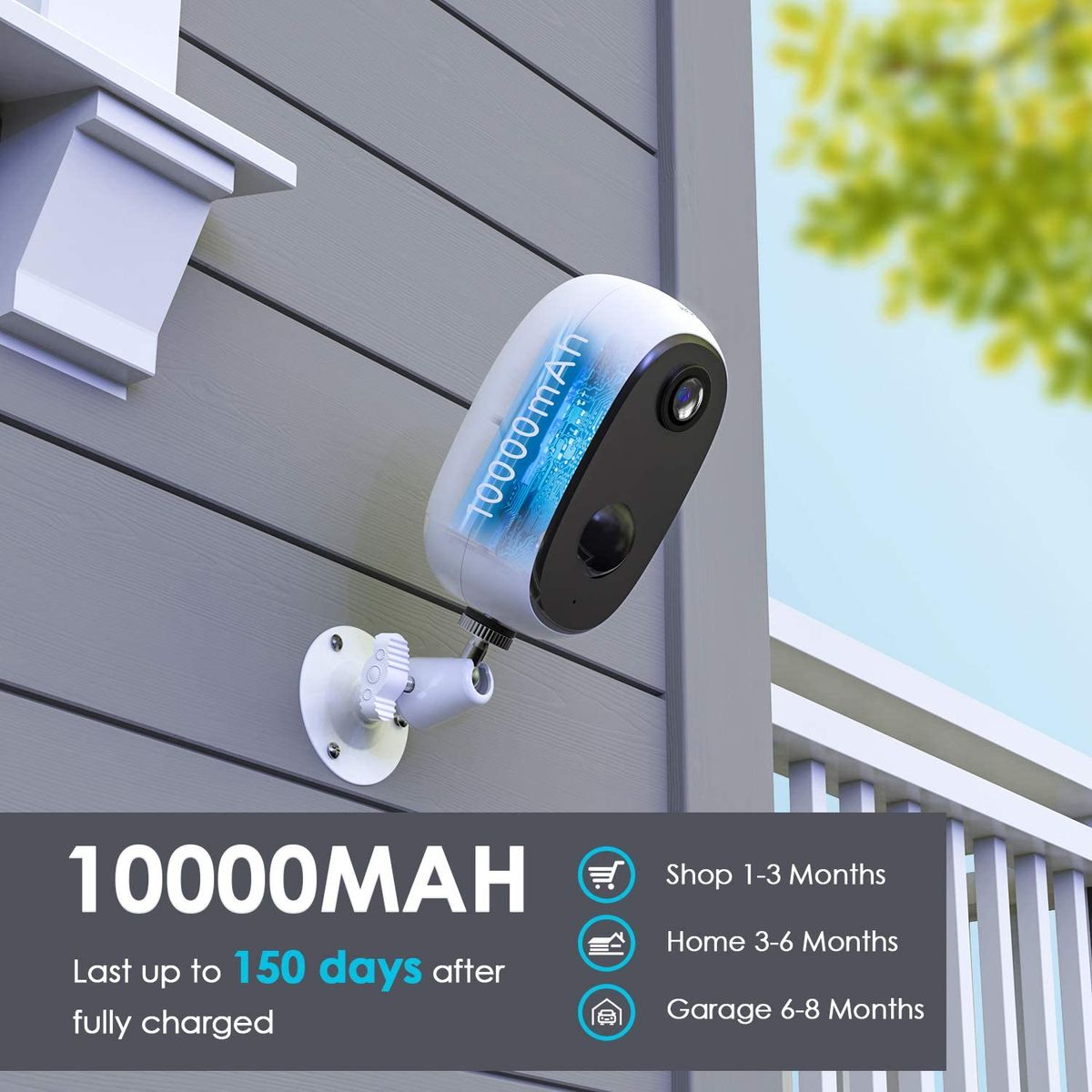 ieGeek Indoor / Outdoor WiFi Camera Battery 10000mAh Wireless, FHD 1080P Security Camera with Motion Detection, Two Way Audio, Night Vision, SD / Cloud Compatible