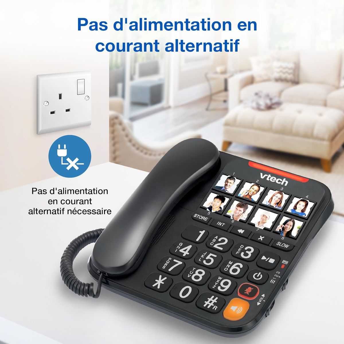 VTech CL6550 Schnurgebundenes Telefon + Schnurloses DECT-Telefon, mit großen Tasten, Anrufblock, Mobilteil und Basis mit Lautsprecher, großen Tasten und großem Display