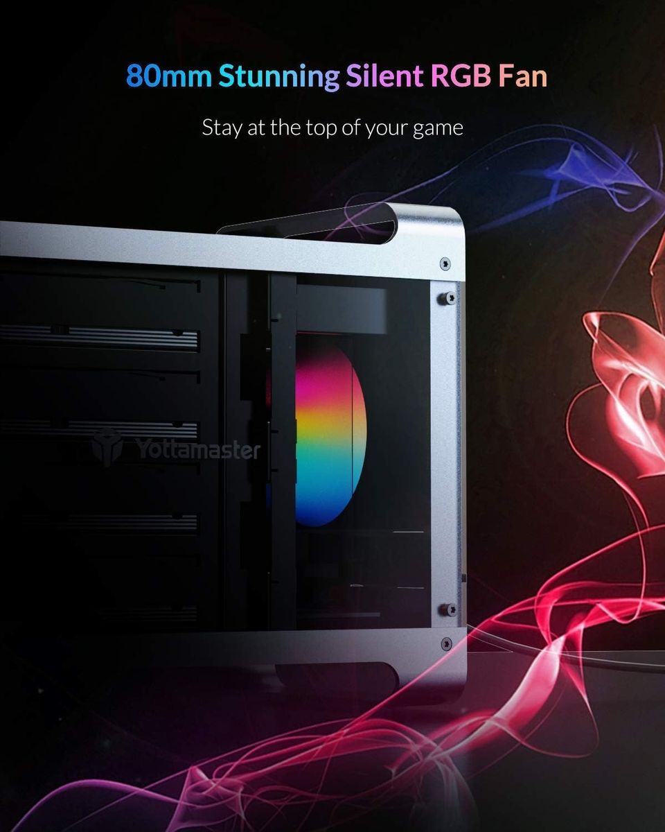 Yottamaster DF4RU3 4-Bay externes HDD-Gehäuse, RAID 0/1/3/5/10/JBOD/PM, USB 3.0, 4x 3,5/2,5 Zoll HDD/SSD, 80 mm leiser RGB-Lüfter, bis 72 TB