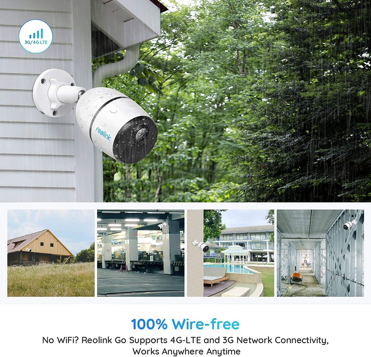 Reolink Go 3G/4G LTE Surveillance Camera Outdoor Battery, Wireless 1080p Mobile IP Camera with PIR Motion Detector, Starlight Night Vision, 2-Way Audio, microSD Card Slot (Not LAN or WLAN Capable)