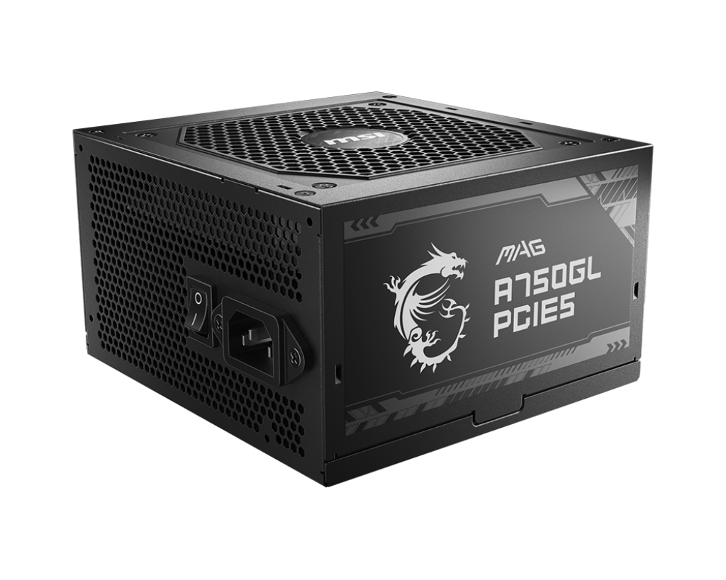 MSI MAG A750GL PCIE5 Netzteil 750 W, voll modular, 80 PLUS Gold, 20+4-pin ATX, 3x PCIe 6+2-pin, Schwarz, EU