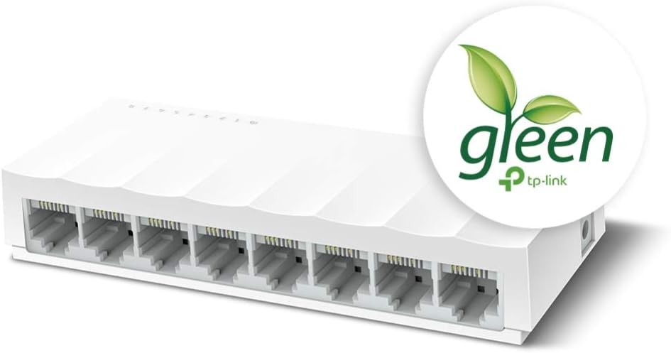 TP-Link Fast Ethernet Switch mit 8 Ports, 10/100 Mbps, Desktop-Ethernet-Splitter, Plug and Play, ohne Lüfter, nicht verwaltet, weiß