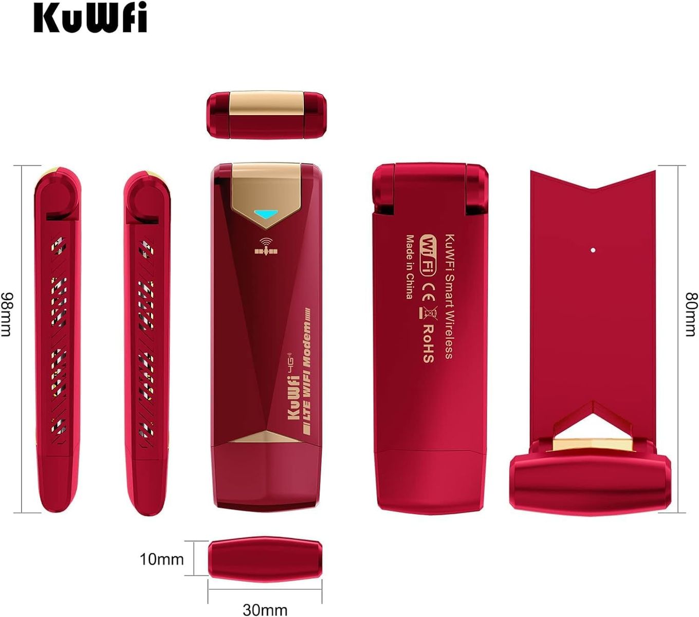 KuWFi 150 Mbps LTE Modem Dongle WiFi Stick Internet Stick mit Simkartensteckplatz 4G Hotspot Unterstützt Win2000/2003/xp/Vista/Win7/Win8/Win10/Linux-Systeme