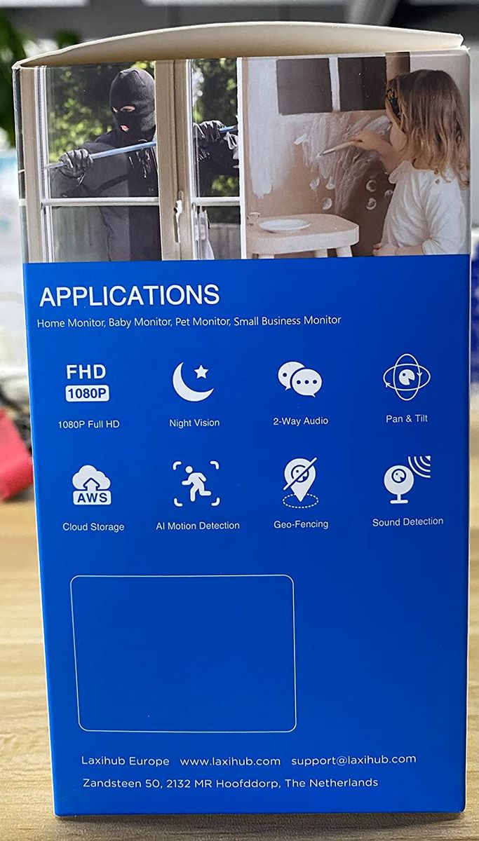 LAXIHUB Hundekamera Überwachungskamera Innen Kamera Hundekamera mit App WLAN 2,4 GHz Haustierkamera 1080P HD Nachtsicht 2-Wege-Audio Pet Security Camera Bewegungs- & Geräuscherkennung Alexa (1PC) 1 Stück