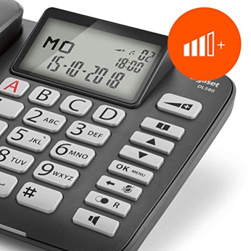 Gigaset DL580 schnurgebundenes Senioren Telefon Tischtelefon extra leichter Bedienung beleuchtetem Farbdisplay