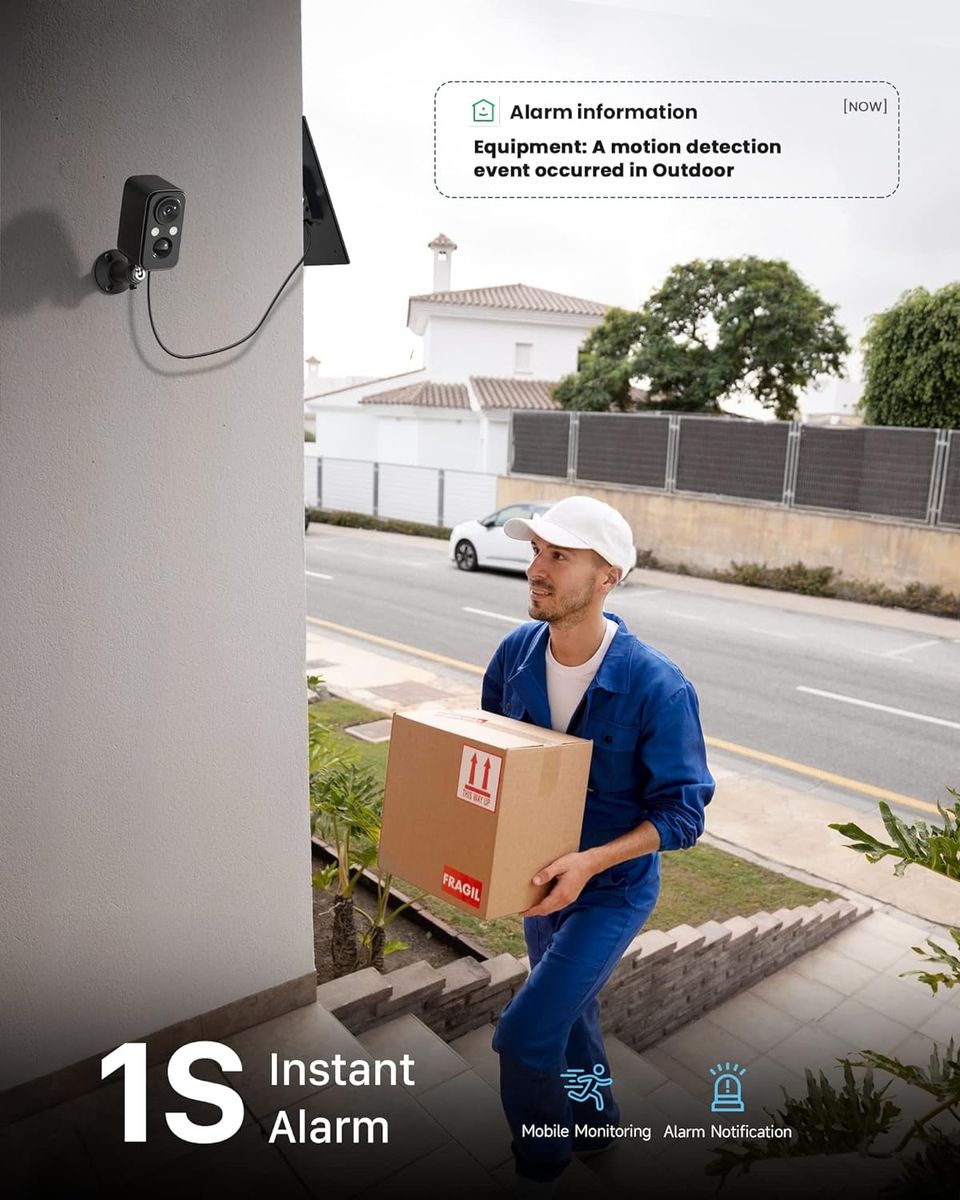 IHOXTX Überwachungskamera Aussen Akku Solar: Kamera Überwachung Aussen WLAN mit Bunte Nachtsicht - PIR Bewegungserkennung - 2-Wege-Audio - IP66 wasserdicht - Ganzjähriger ununterbrochener Schutz Schwarz