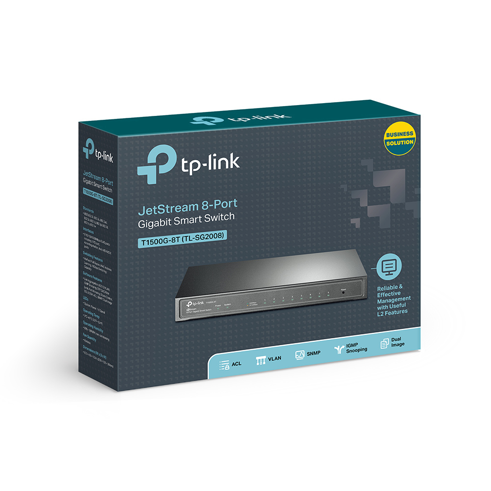 TP-Link T1500G-8T (TL-SG2008) Managed L2/L3/L4 Gigabit Ethernet (10/100/1000) Power over Ethernet (PoE) Schwarz