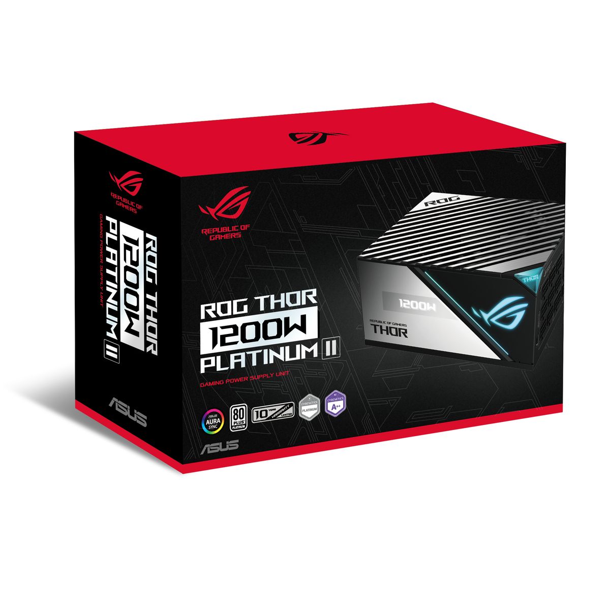 ASUS ROG Thor 1200W Platinum II PC-Netzteil, 80 PLUS Platinum, Voll modular, OLED Power Display, PCIe Gen 5.0 Ready, 24‑Pin ATX, Grau