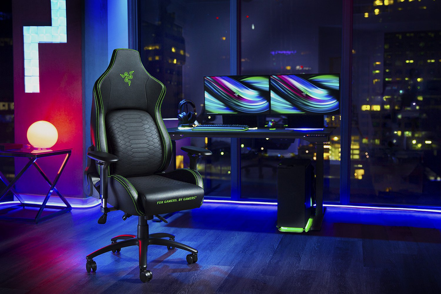 Razer Iskur XL Ergonomic Gaming & Office Chair PVC < 180kg Lumbar Support Headrest Black/Green