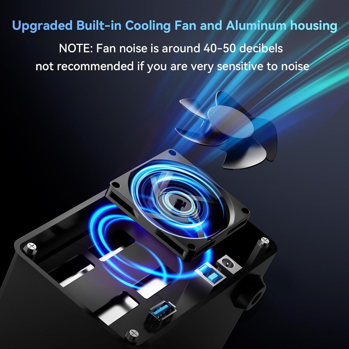 Cenmate 2 Bay Aluminium Festplattengehäuse für 2,5/3,5 Zoll SATA HDD/SSD, USB A/C 3.0, werkzeuglos, Lüfter, Hot-Swap, Daisy Chain, DAS (kein RAID/NAS)