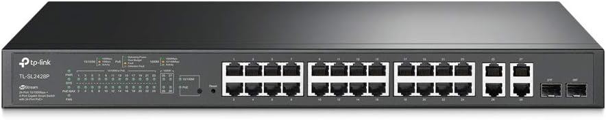 TP-Link Omada 24-Port 10/100Mbps + 4-Port Gigabit Smart Switch with 24-Port PoE+