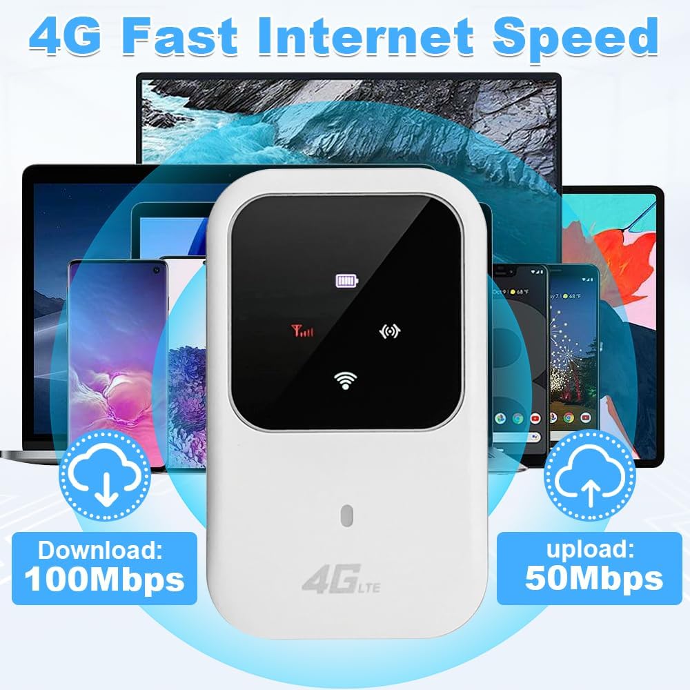 SGZIOO Ryoko Pro Tragbarer 4G WLAN-Hotspot, Mobiler Router mit SIM-Kartensteckplatz, 150 Mbit/s, bis zu 10 Nutzer