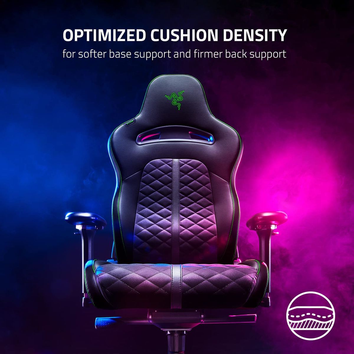 Razer Enki Gaming & Office Chair EPU < 136kg Lumbar Support Headrest Black/Green