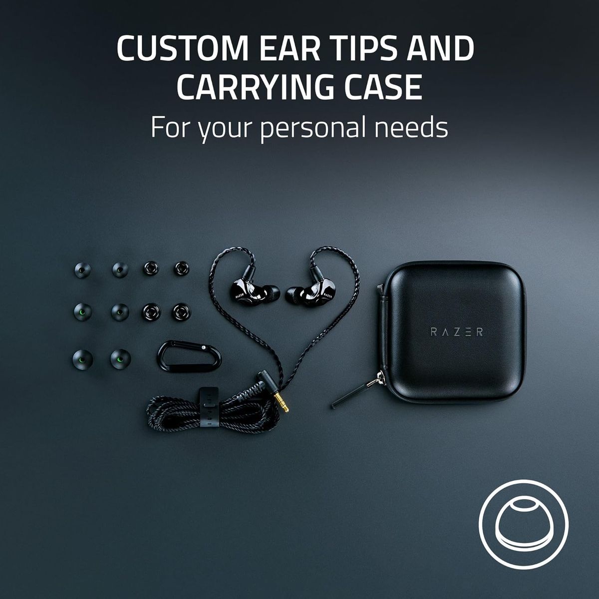Razer Moray In-Ear Monitor für ganztägiges Streaming: Klarer Klang über den gesamten Frequenzbereich - Bequeme Passform - Flaches Design - Schallisolierende Ohrhörer - Abnehmbares Kabel - Individuelle Ohrstöpsel und Tasche - Schwarz