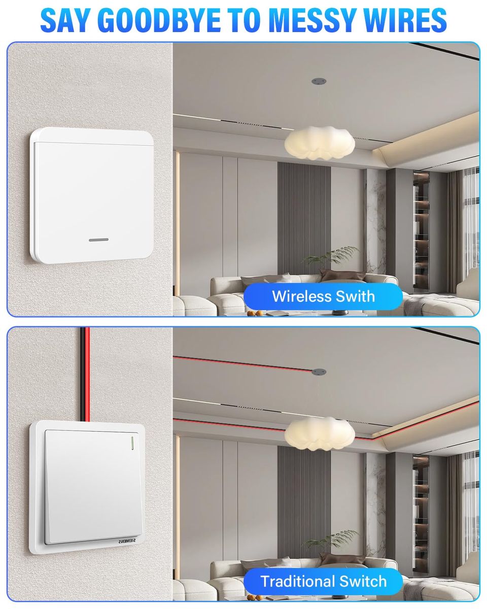 Apkezel Apkezel.01 Funk-Lichtschalter Set 433 MHz 220 V IP67, 1500 W, 2x Sender + 1x Empfänger, Reichweite 30 m, Fernbedienung