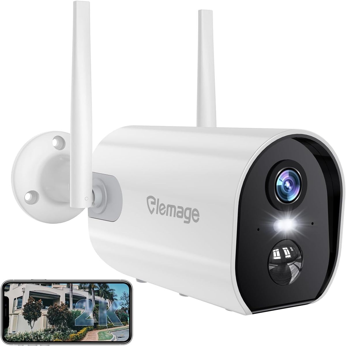 elemage ZS-GX1S 2K Funk-Akku-Überwachungskamera, WLAN, PIR-Bewegungsmelder, Farbnachtsicht, 2-Wege-Audio, IP65