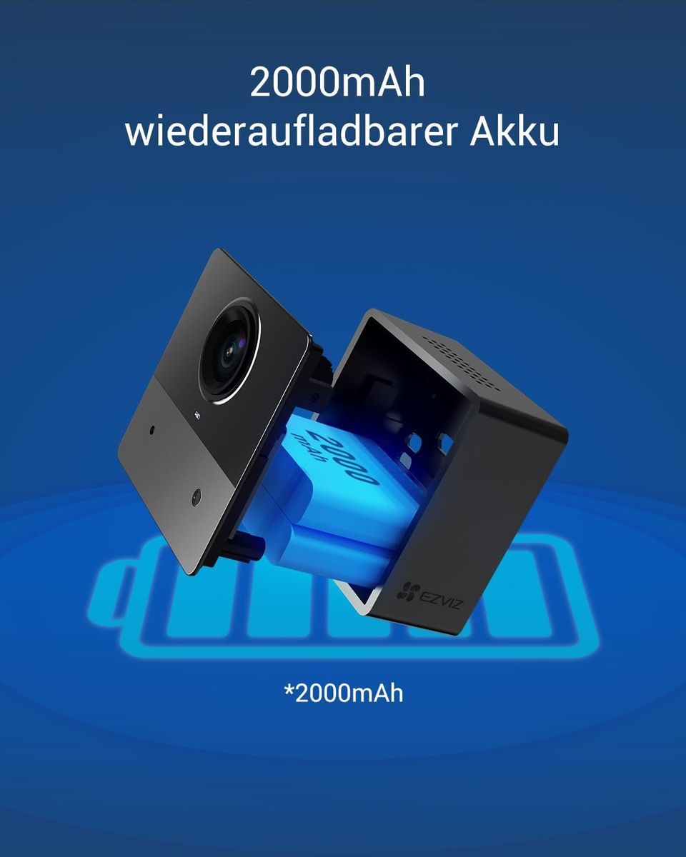 EZVIZ BC2 1080p WLAN Innen-Überwachungskamera, PIR-Bewegungserkennung, Infrarot-Nachtsicht, Zwei-Wege-Audio, Batteriebetrieben, Magnetbasis, Alexa-kompatibel