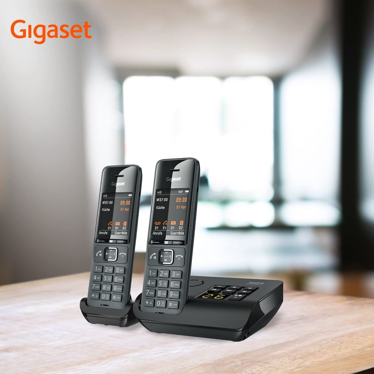 Gigaset Comfort 520A Duo 2 Schnurlose DECT-Telefone Anrufbeantworter Elegantes Design Beste Audioqualität Freisprechfunktion Anrufschutz Adressbuch 200 Kontakten Titan-schwarz Comfort 520A Duo 2 Telefone AB