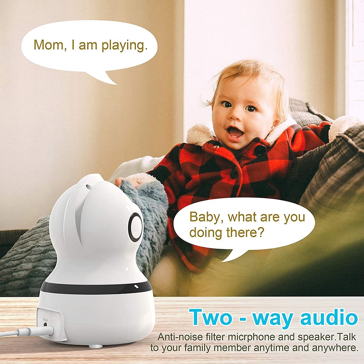 Cacagoo WiFi IP Camera Security Camera, Baby Monitor 1080P FHD Indoor Wireless Pet Camera