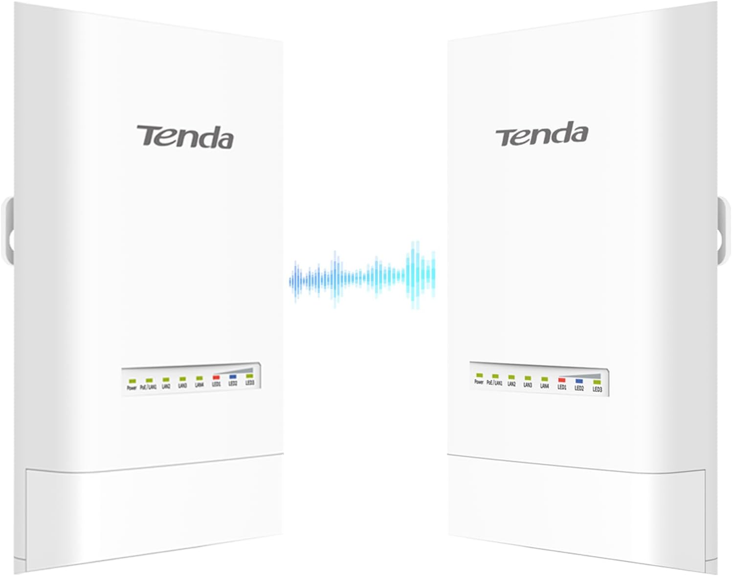 Tenda OS3 Kit Outdoor CPE WLAN Bridge Point-to-Point, 867 Mbit/s 5 GHz, 5 km Reichweite, 4×10/100 Mbit/s LAN, 12 dBi Richtantenne, PoE, 2er Pack, EU