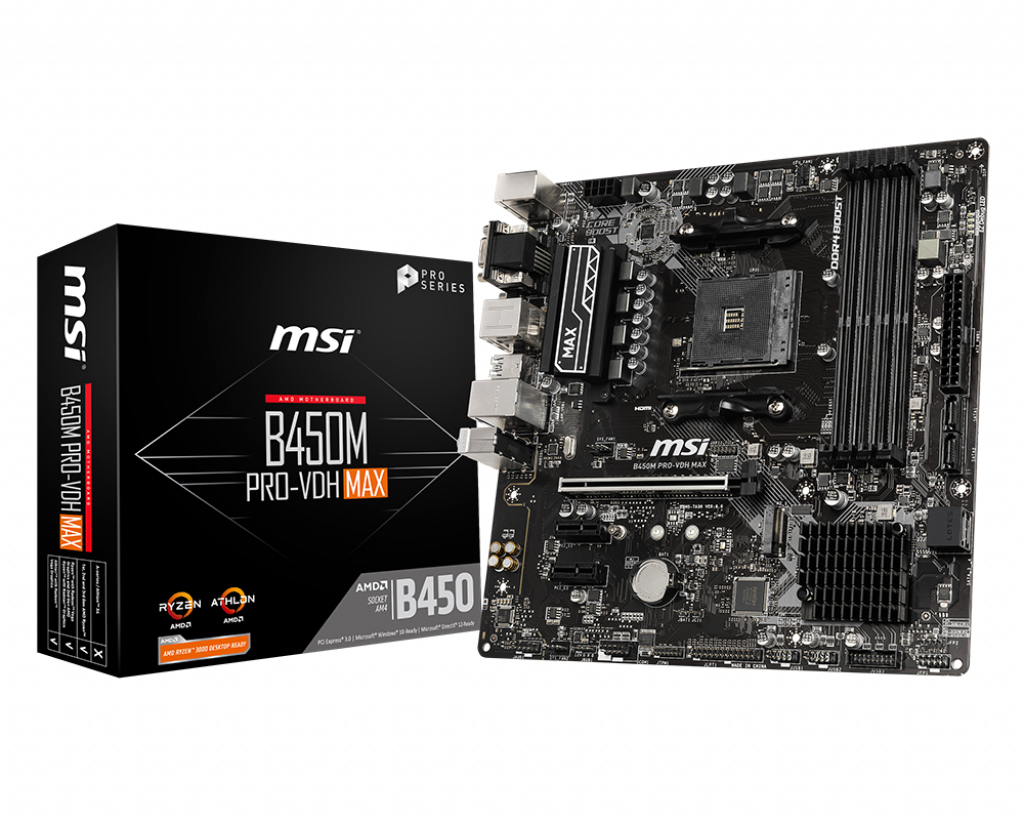 MSI B450M PRO-VDH MAX AMD AM4 DDR4 m.2 USB 3.2 Gen 2 HDMI Micro-ATX Motherboard Mainboard M-ATX B450M PRO-VDH MAX
