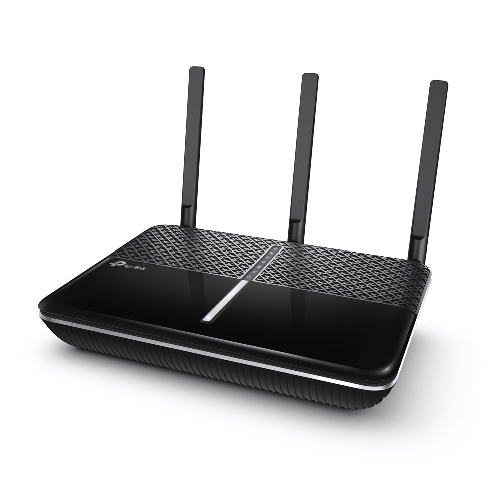 TP-Link Archer C2300 Dual Band Wireless MU-MIMO (Gigabit WLAN Router 1625Mbit/s (5GHz) + 600Mbit/s (2,4GHz), 4 Gigabit LAN Ports, 1 USB 3.0 Port, Print/Media/FTP/VPN Server) schwarz Single