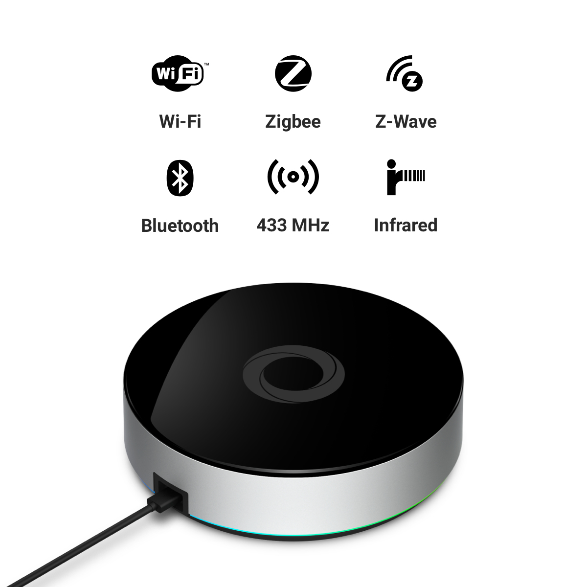 Homey HOMEY-BRIDGE-EU-01 Bridge, kabellos, WLAN, Bluetooth, ZigBee, Alexa & Google Assistant, Schwarz/Silber