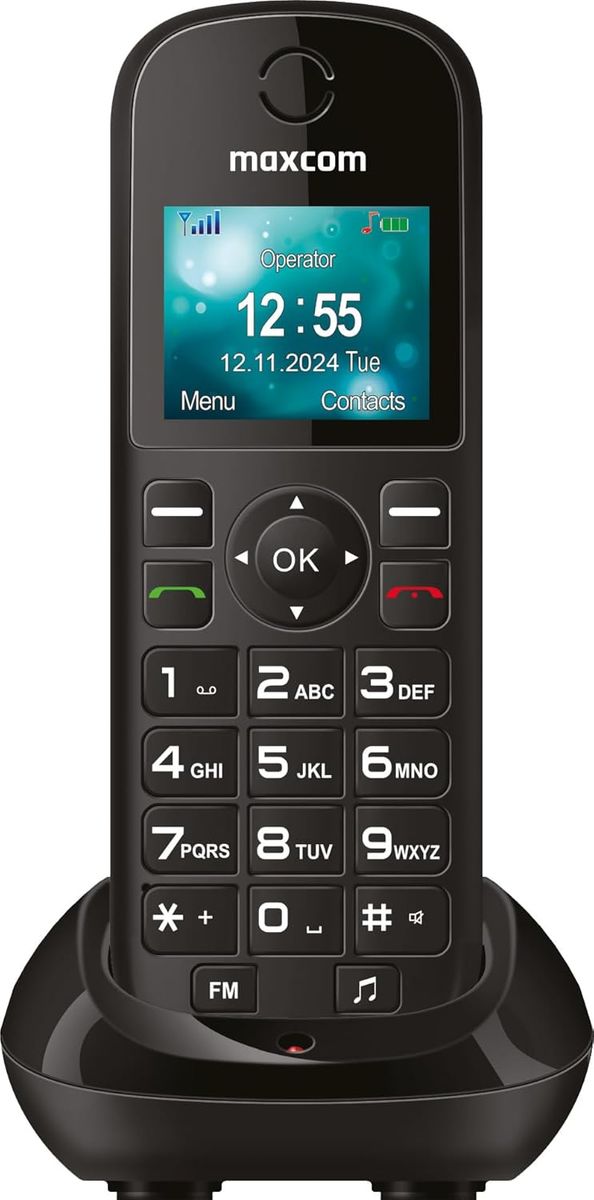 Maxcom MM35D SE – 2G – Big Button – schnurloses Mobiltelefon für Zuhause und Büro mit SIM-Karte – USB-C-Tischladegerät – UK-Stecker – Schwarz