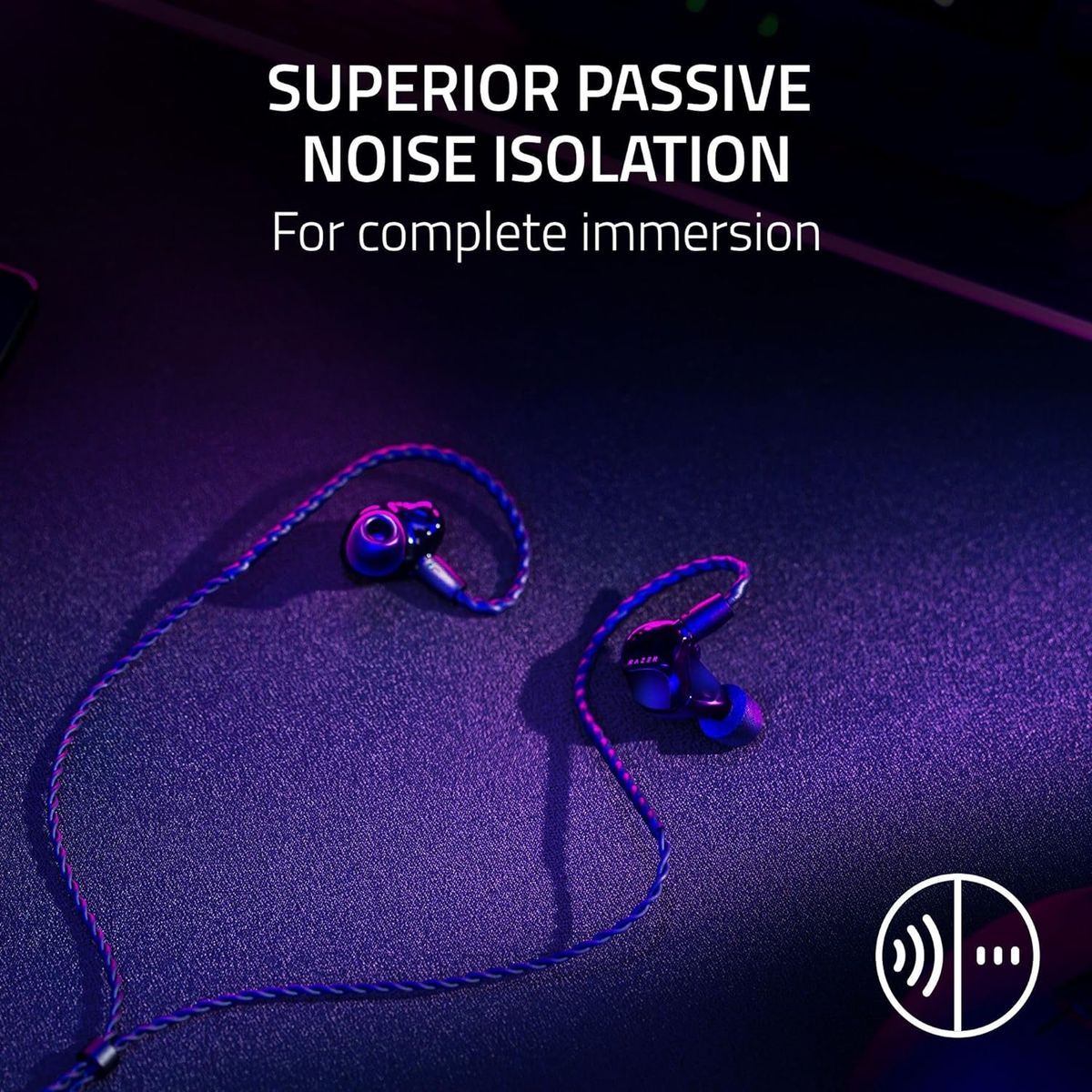 Razer Moray In-Ear Monitor für ganztägiges Streaming: Klarer Klang über den gesamten Frequenzbereich - Bequeme Passform - Flaches Design - Schallisolierende Ohrhörer - Abnehmbares Kabel - Individuelle Ohrstöpsel und Tasche - Schwarz
