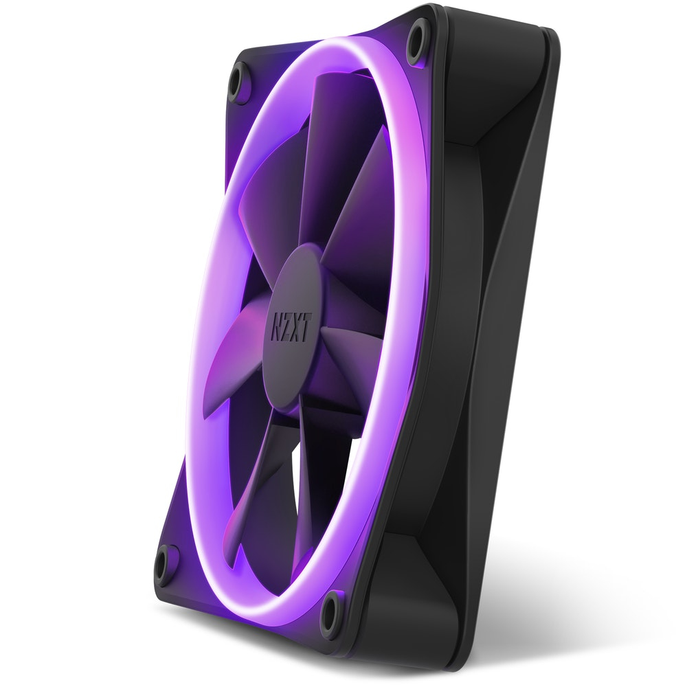NZXT F120 RGB Gehäuselüfter 120 mm, RGB Beleuchtung, 1800 RPM, 50,18 CFM, 2,7 mmH2O, FDB Lager, 4-Pin, Schwarz
