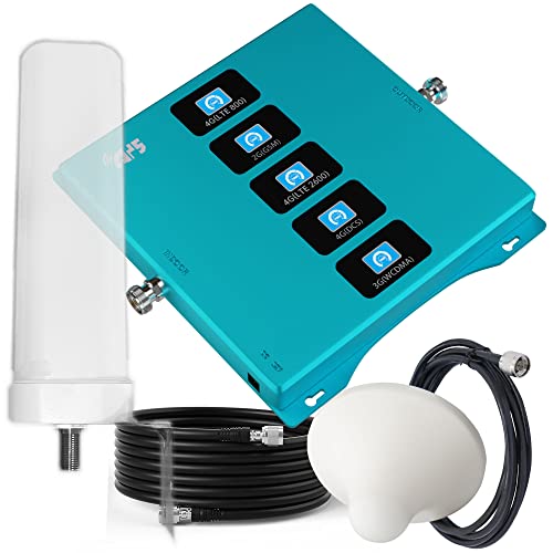 ayissmoye 800-2700-8 Mobiler Signalverstärker 2G/3G/4G Repeater, 800/900/1800/2100/2600 MHz, Bänder 1/3/7/8/20, EU Stecker C