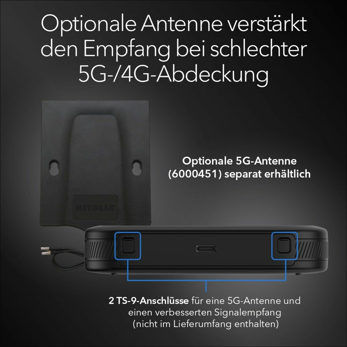 NETGEAR Nighthawk M3 (MH3150-100EUS) Mobiler 5G Hotspot Router, WiFi 6, Dual-Band 2,4/5 GHz, Akku 5185 mAh, Schwarz