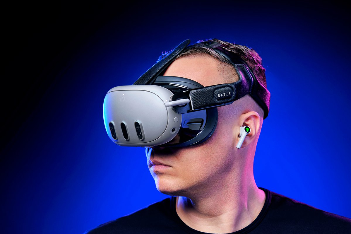 Razer Head Strap System - Ergonomisches VR-Kopfriemen-System für Meta Quest 3 - Verstellbares bequemes Kopfband mit ResMed-Technologie (Optimale Gewichtsverteilung, Slip-On-Design) Schwarz