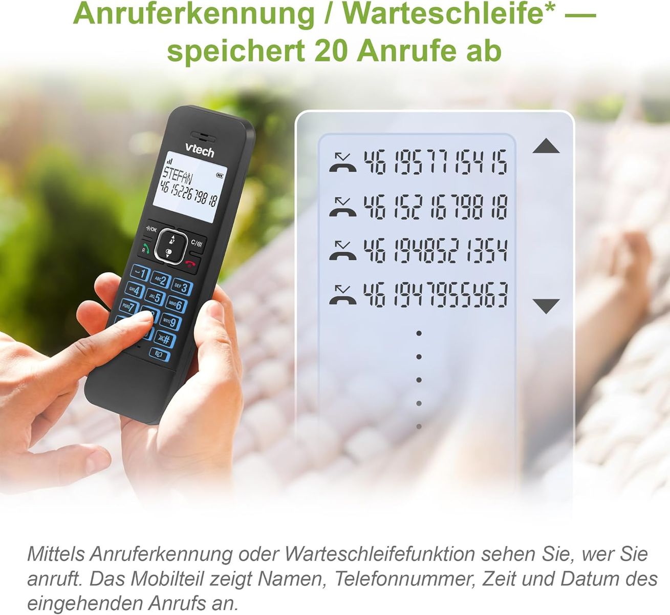 VTech LS1000 DECT Schnurlostelefon Telefon Schnurlos mit innovativer Ladestation, Anrufererkennung/Anklopffunktion, Freisprechfunktion, Display und Tastatur mit Hintergrundbeleuchtetes, ECO-Modus LS1000 1-telefon schnurlos