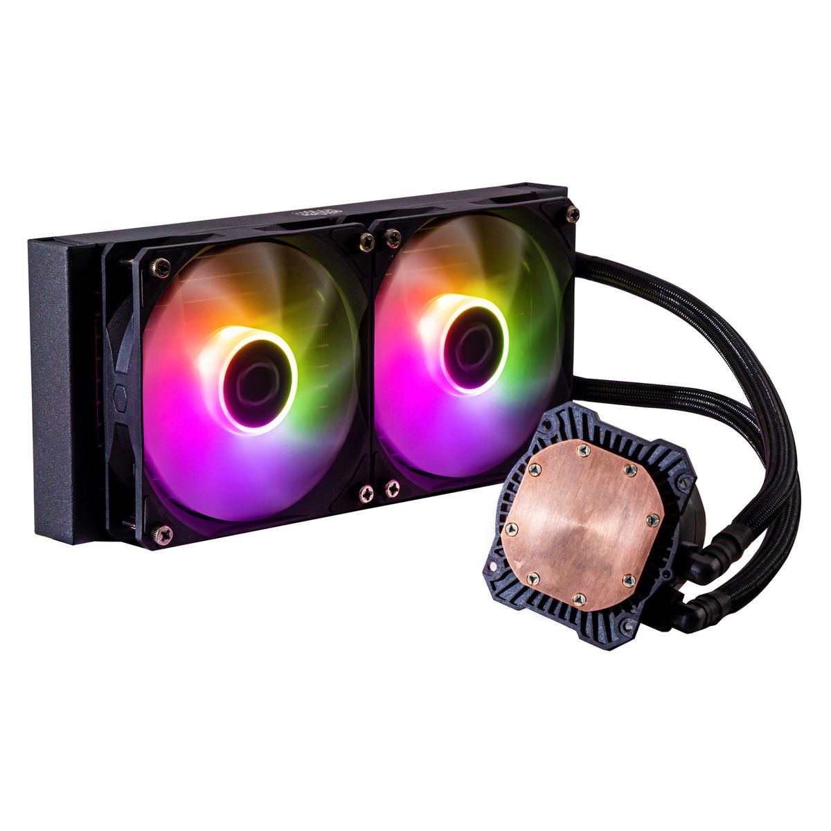 Cooler Master MasterLiquid 240L Core ARGB 240 mm Prozessor-Flüssigkeitskühlung, Dual 120 mm PWM Lüfter, ARGB, Schwarz