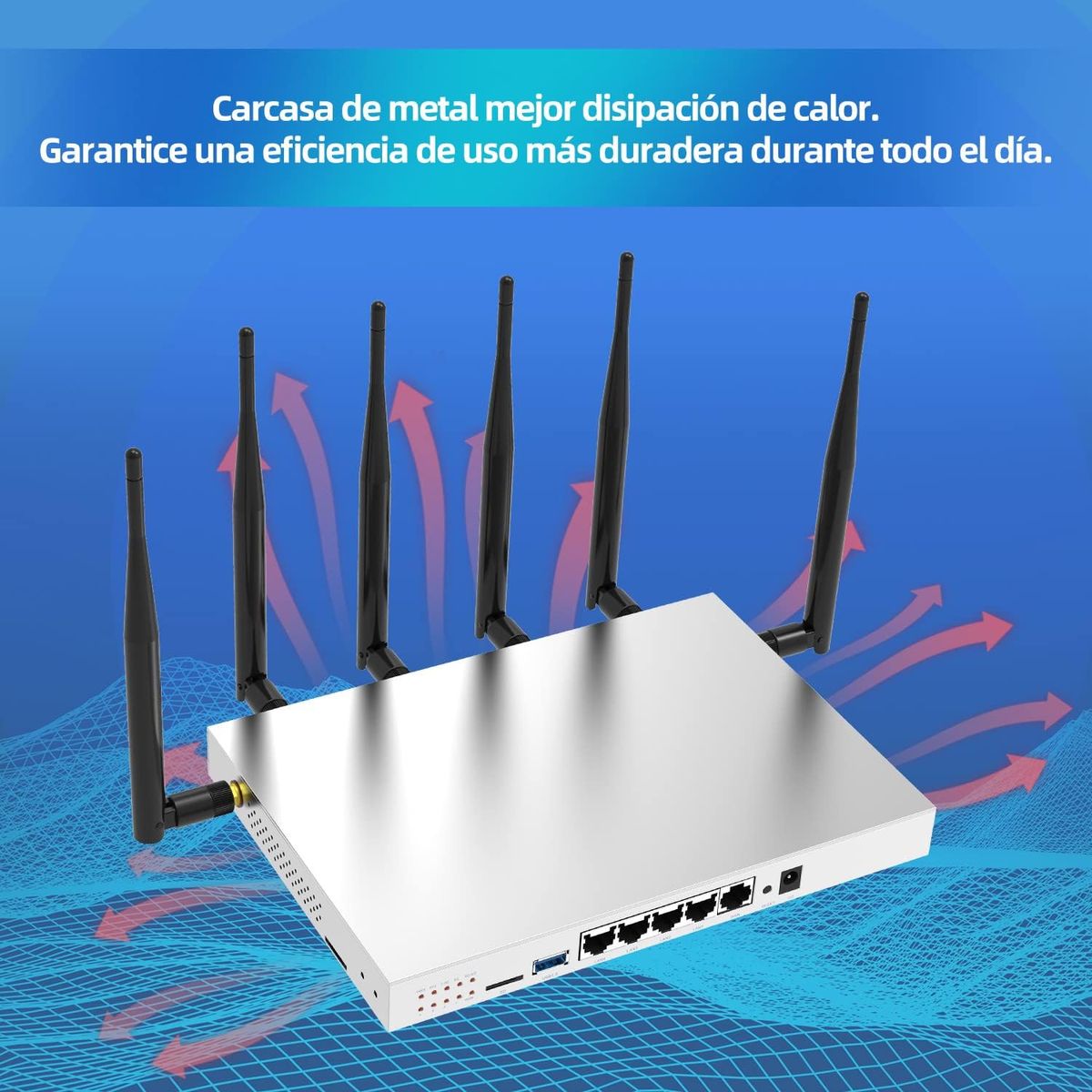 Zbtlink (WG3526) 4G LTE Router AC1200 Dual Band Cat 6 Gigabit WiFi 4G Wireless Router mit industriellem Metallgehäuse/abnehmbaren externen 6×5dBi Antennen/SIM Kartensteckplatz Entsperrter USB3.0 Port