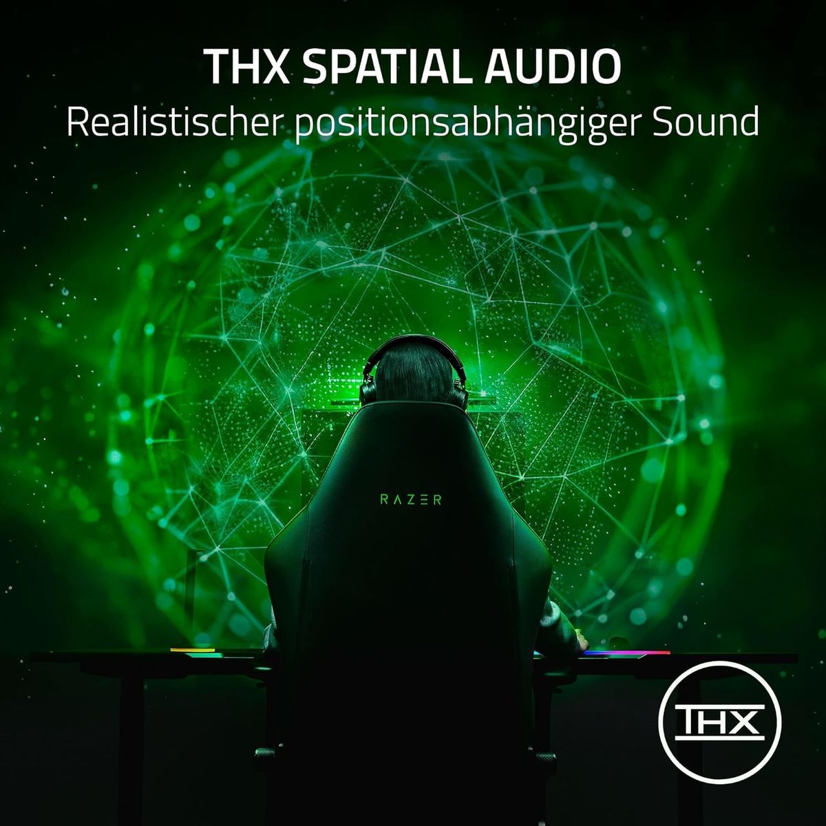 Razer Kraken V4 Pro - Kabelloses Gaming-Headset mit Control Hub Sensa HD-Haptik (OLED-Control-Hub, Triforce 40mm Treiber, HyperSpeed & Bluetooth, THX Spatial Audio, RGB) Schwarz