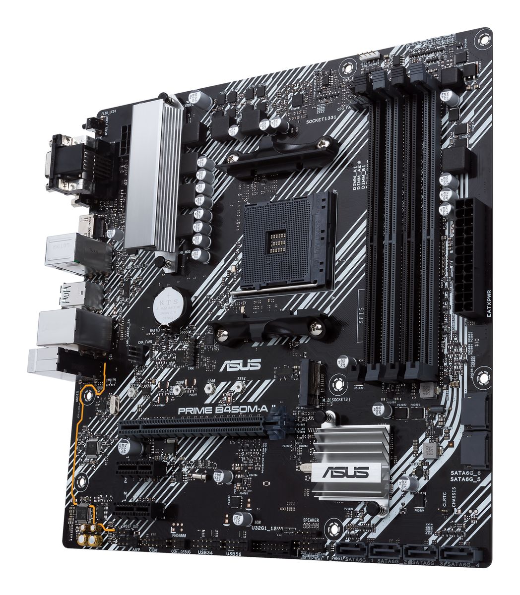 ASUS PRIME B450M-A II Mainboard, AMD B450, Sockel AM4, micro ATX, DDR4, 4x DIMM, 128 GB, SATA III, M.2, HDMI 2.0b, Realtek Gigabit LAN