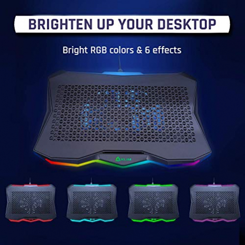 KLIM Rainbow + Laptop-Kühler mit RGB-Beleuchtung + 11" - 17" + Spiele-Laptop-Kühler für den Schreibtisch + USB Lüfter + stabile und robuste Aluminiumkonstruktion + Kompatibel mit Mac & PS4 + NEU 2020