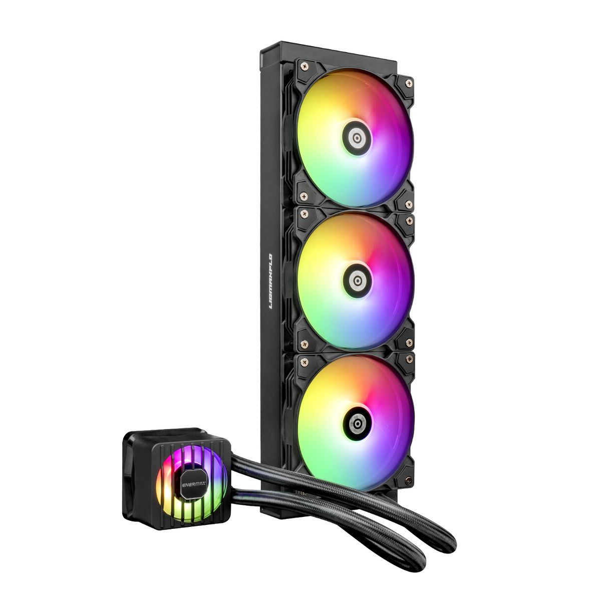 Enermax ELC-LMF360-ARGB LIQMAXFLO AIO Flüssigkeitskühlung 360 mm ARGB Schwarz, 3x120 mm Silent Flow Lüfter, PWM-Pumpe, 38 mm Radiator, kompatibel mit LGA1700/AM5