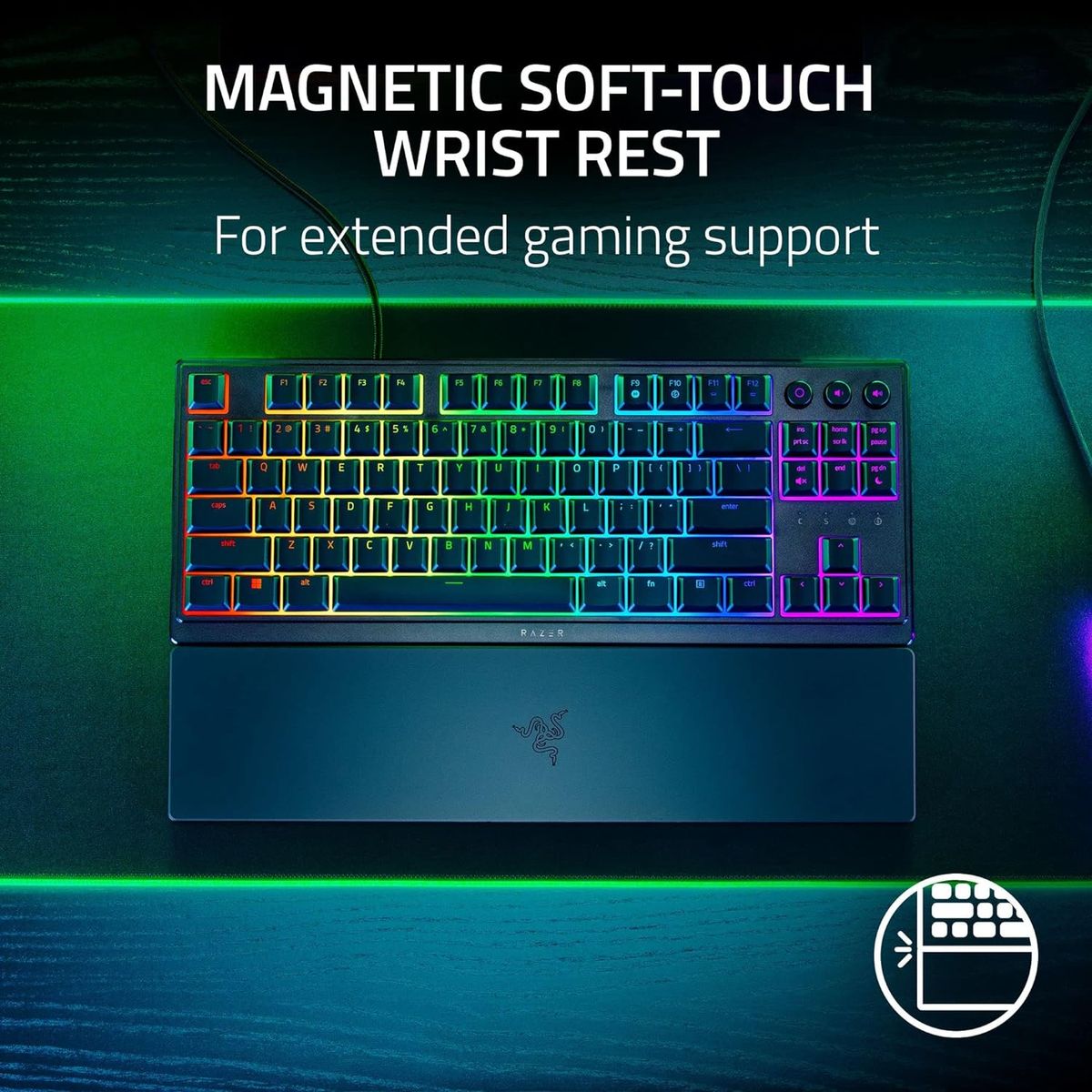 Razer Ornata V3 Tenkeyless - Kabelgebunden - USB - Mecha-Membran-Schlu00fcsselschalter - RGB-LED - Schwarz - (USA Layout - QWERTY)
