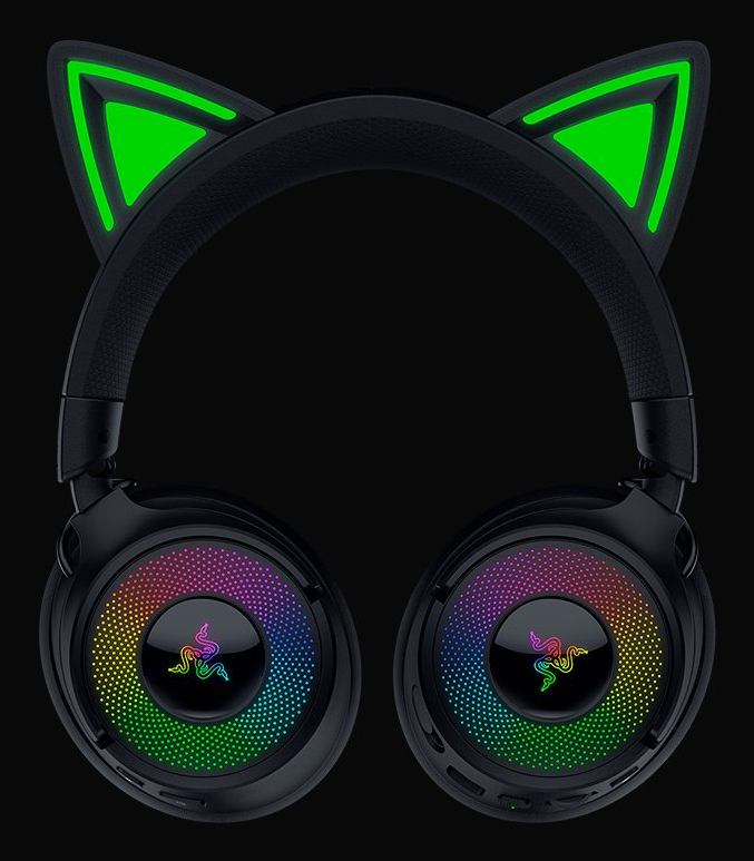 Razer Kraken Kitty V3 Pro Kabelloses Gaming-Headset, USB Typ-A, Bluetooth 5.3, HyperSpeed 2,4 GHz, THX Spatial Audio, RGB Katzenohren, 70 Std., Schwarz