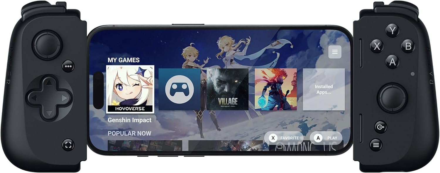 Razer Kishi V2 - USB-C Mobile Gaming Controller für iPhone und Android (Mecha-Taktile Action-Tasten, D-Pad, Analogsticks, 3,5mm Audioanschluss, Low-Latency, RGB) Schwarz