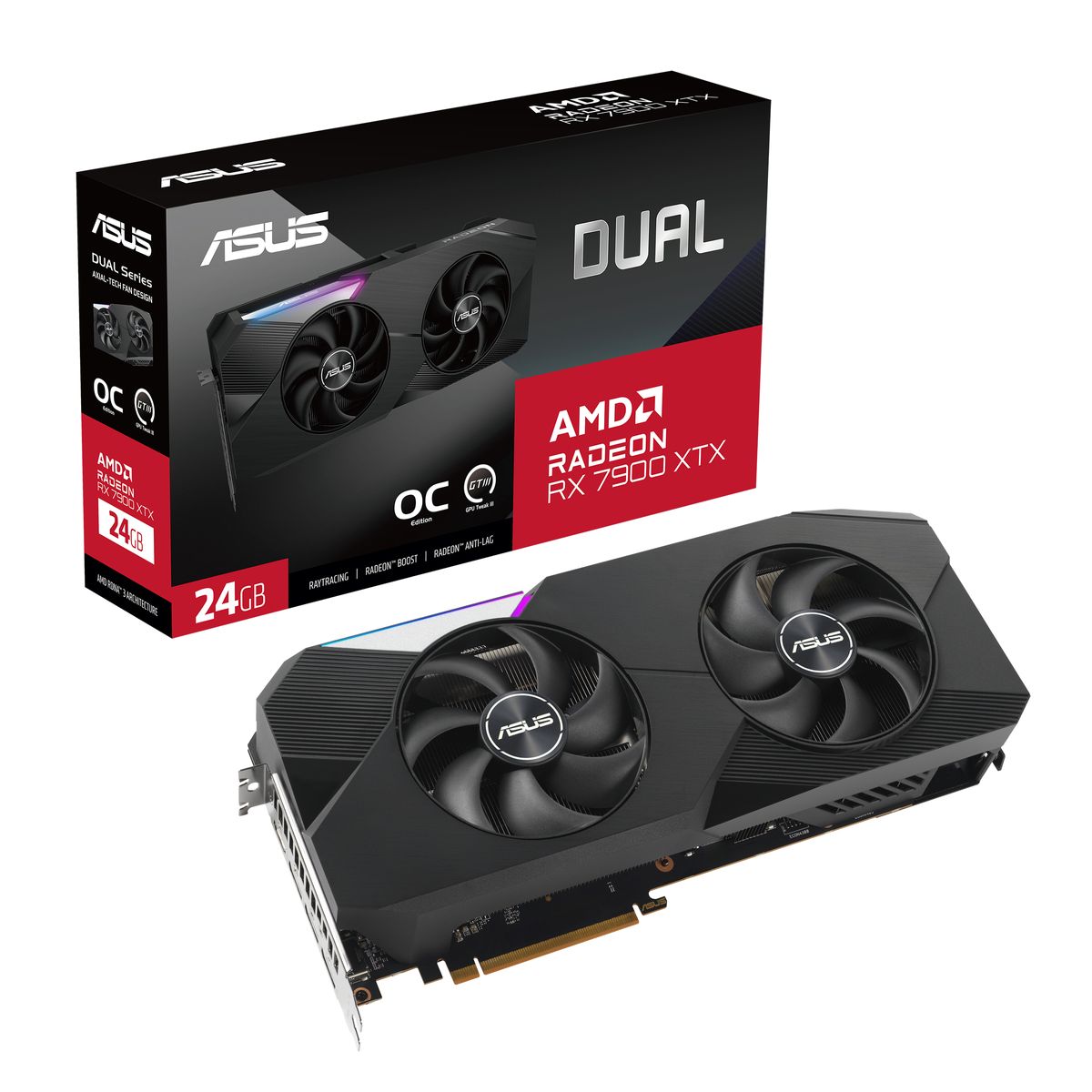 ASUS Dual RX 7900 XTX O24G 24 GB GDDR6, PCIe 4.0, HDMI 2.1, DisplayPort 2.1, 3x 8-pin
