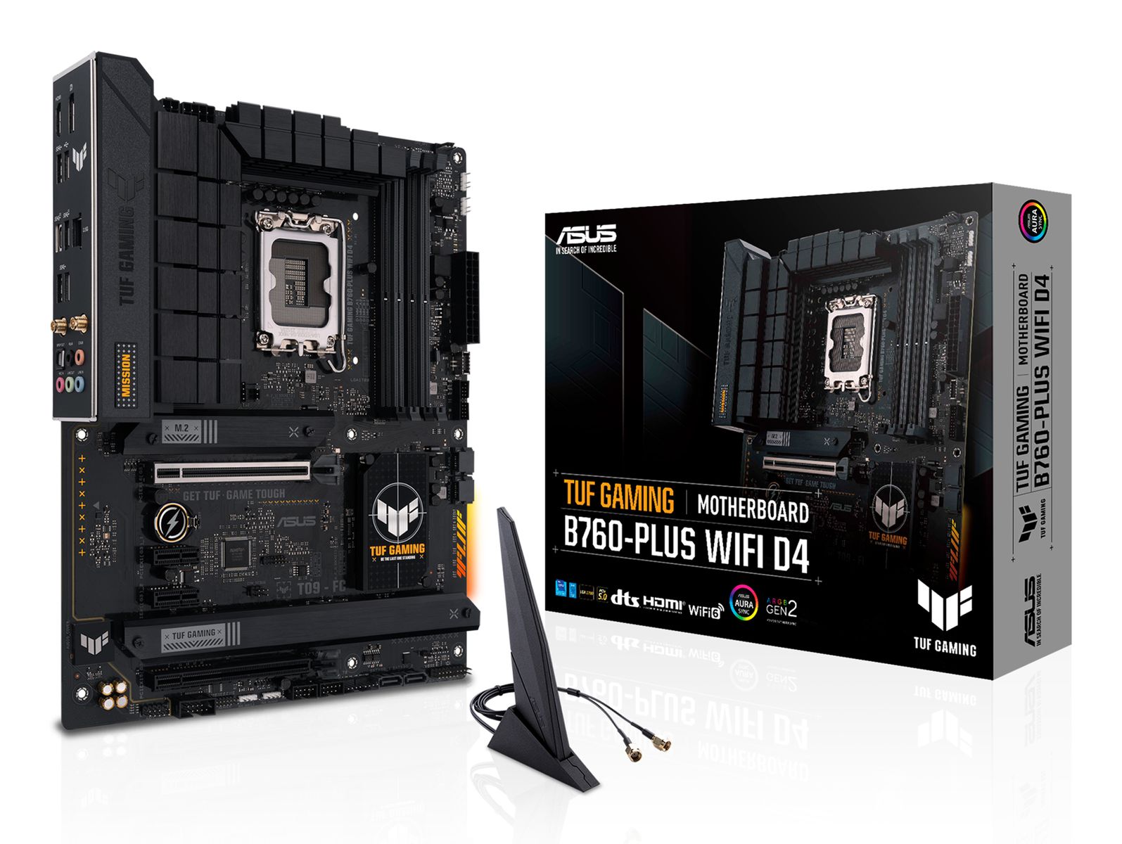 ASUS TUF Gaming B760-PLUS WIFI D4 Mainboard, Intel LGA 1700, B760, ATX, DDR4, 2.5Gb LAN, Wi-Fi 6, Bluetooth 5.2, 3x M.2
