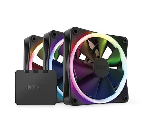 NZXT F120 RGB 3er-Pack Gehäuselüfter 120 mm, bis 1800 RPM, 27,5 dB, 18 RGB-LEDs, FDB Lager, 4-Pin, Schwarz