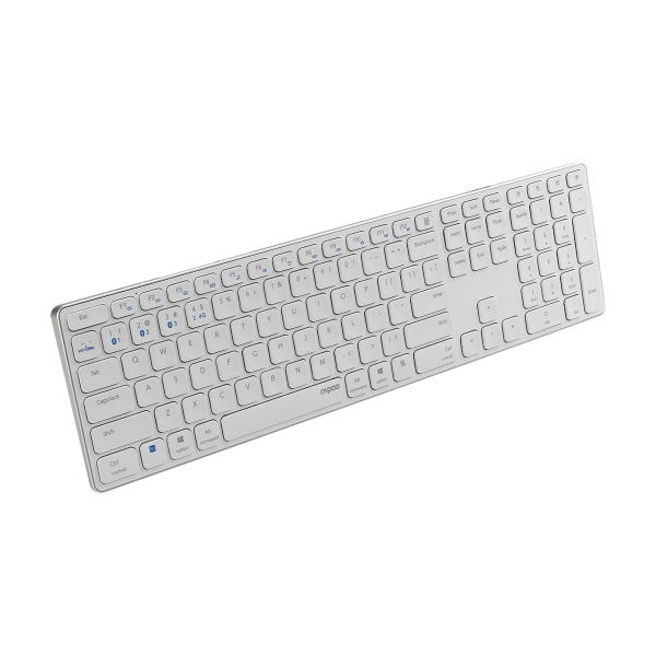 Rapoo E9800M Keyboard Dual Wireless BT + RF Aluminium White DE Layout