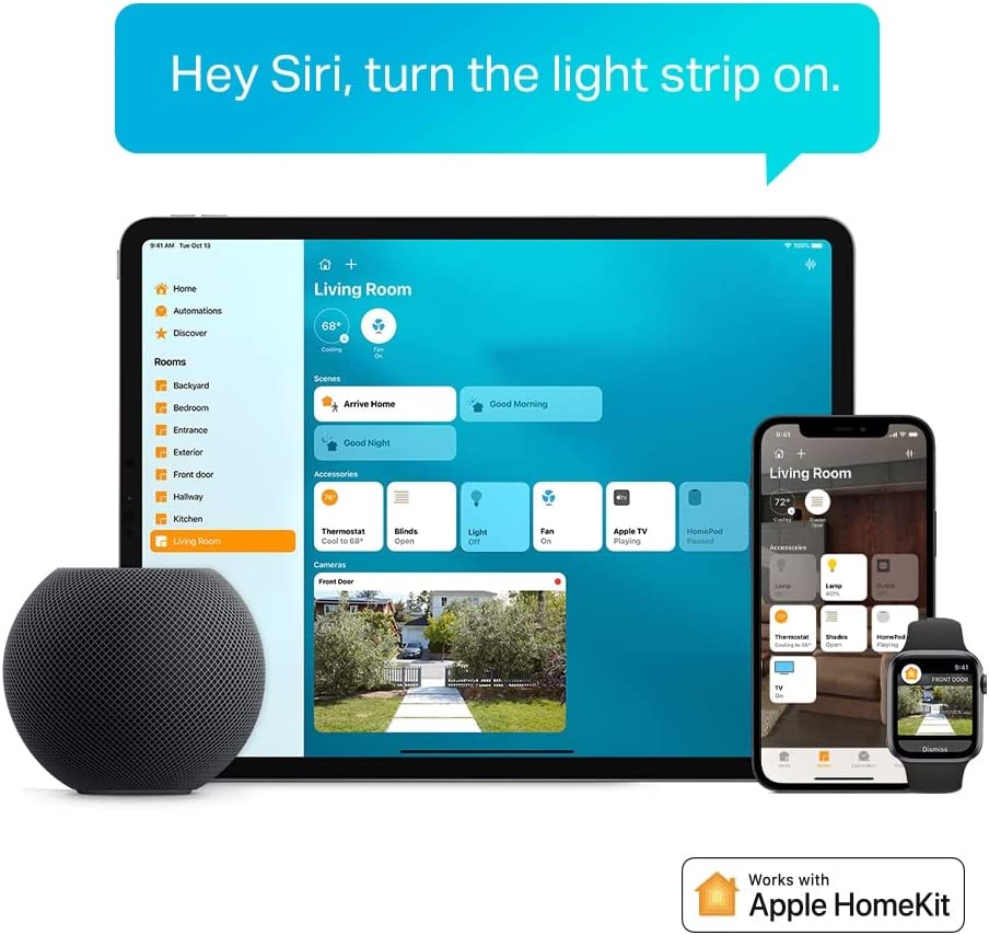 TP-Link Tapo L930-5 Smart LED Strip funktioniert mit Alexa Homekit & Google Assistant beschichtes Lichtband Sync Musik App-Steuerung Farbwechsel Segmentcontrol 16 Mio. Farben HomeKit RGBW Segmentcontrol LED Streifen 5m