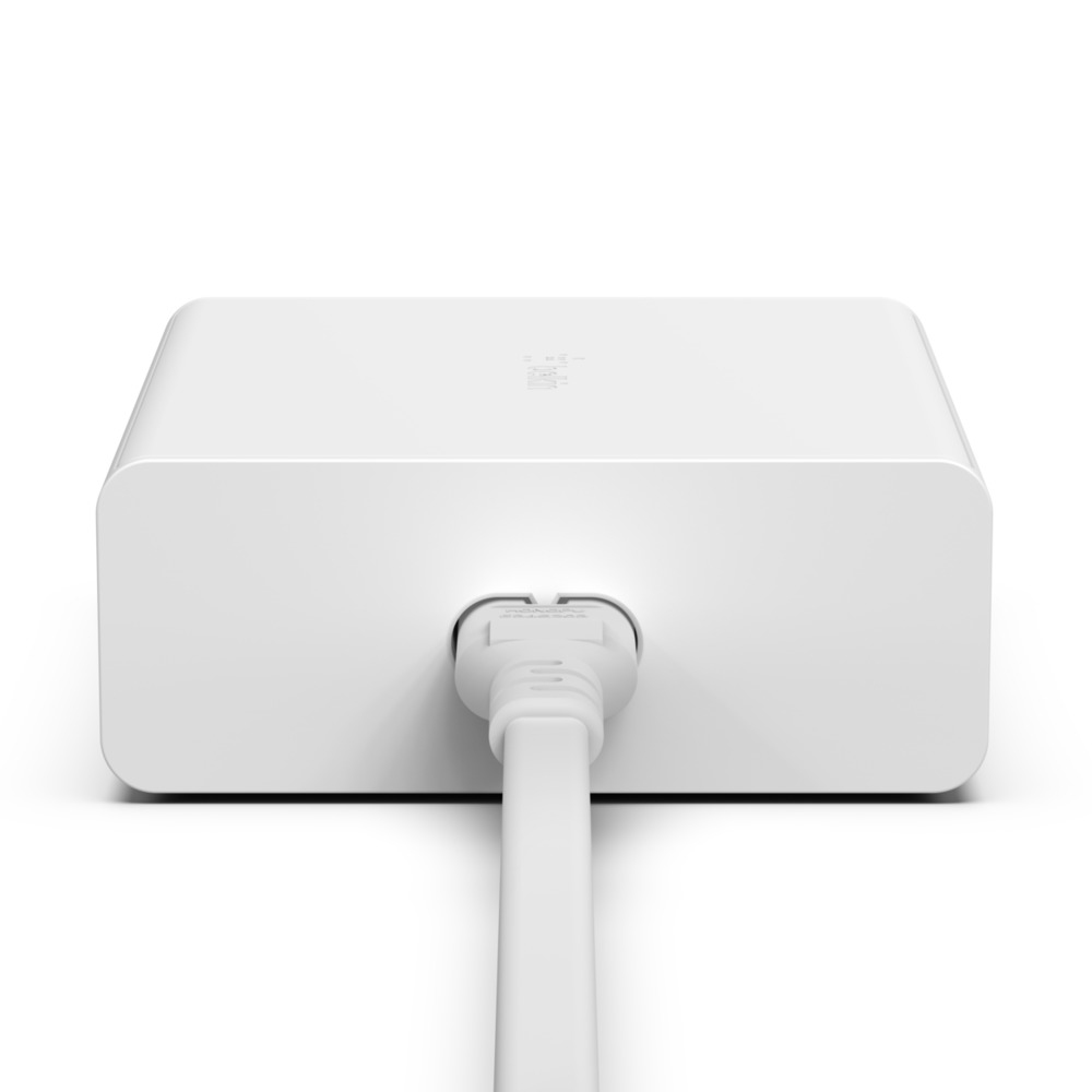 Belkin 108-W-GaN-USB-Ladestation für mehrere Geräte, schnelles Ladegerät mit 2x USB-C und USB-A, Dock/Hub für MacBook, Pro, Air, iPhone, Max, mini, iPad Pro, Air, und andere Geräte